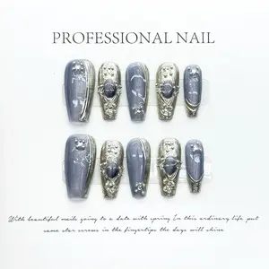 Elegant Metallic & Galaxy-Inspired Press-On Nails Set Handmade Fake Nails Premium Nails Reusable Nails