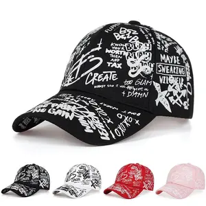 Graffiti Art Print Baseball Cap for Men & Women | Bold Black & White Lettering Design - Adjustable Snapback, Perfect for Hip-Hop, Streetwear & Urban Lifestyle Looks