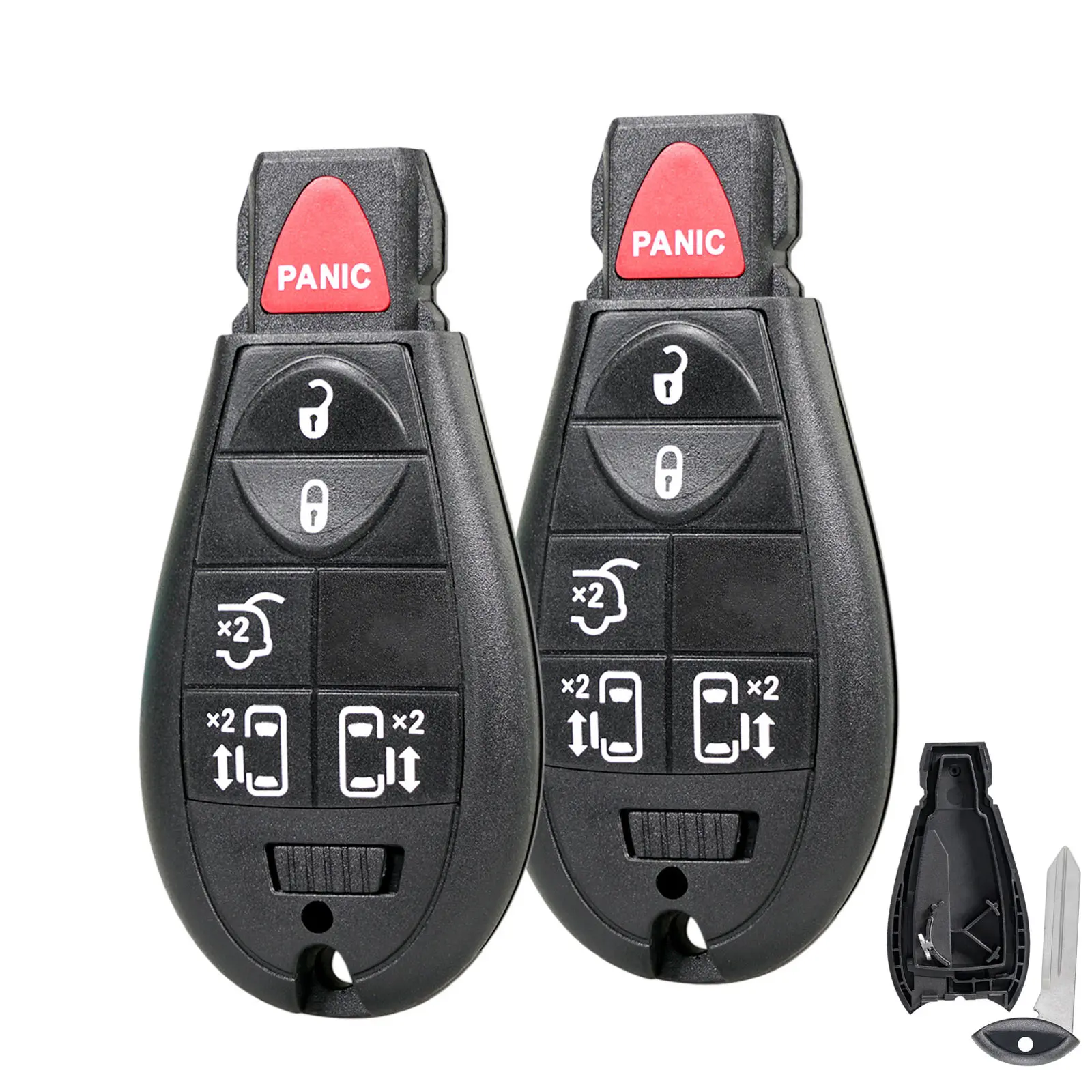 2-Pack Car Key Accessory Key Fob Cover Shell Case For 2008-2019 Dodge Grand Caravan, Chrysler Town & Country 6-Button Replacement, Key Fob Covers