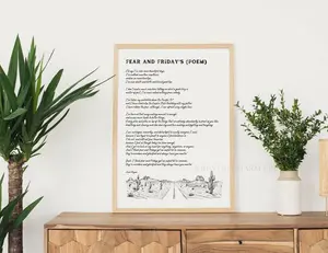 [SALE UP TO 50% - UNFRAMED] Fear And Fridays Poem Poster, Song Lyrics Art Print, Country Music Writing Quote, Floral Flower Wall Art, Gift for ZB Fns