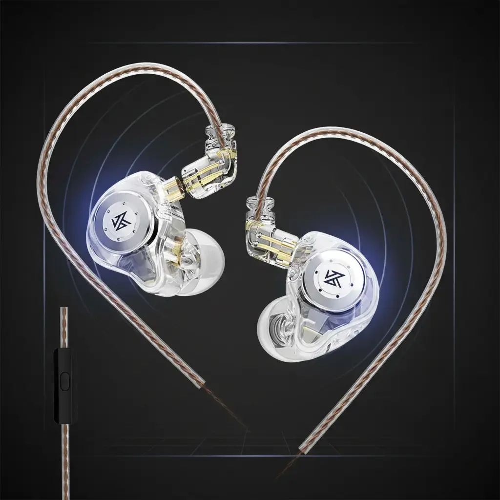 KZ EDX Pro In-Ear Monitor Headphones Dual Magnetic Dynamic Driver HiFi Stereo Sound Stage IEM Wired Earphones Deep Bass Noise Cancelling Gaming Earbuds with Detachable Cable for Musicians Singer Audiophiles Live Streaming