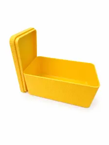 Modern Yellow Storage Box with Lid – Decorative Organizer Container for Office