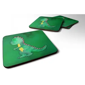 212 MAIN Square Fade-Proof Dinosaur T-Rex Watercolor Foam Coasters - Set of 4, Kitchenware Tableware for Decorative Dining Table Use