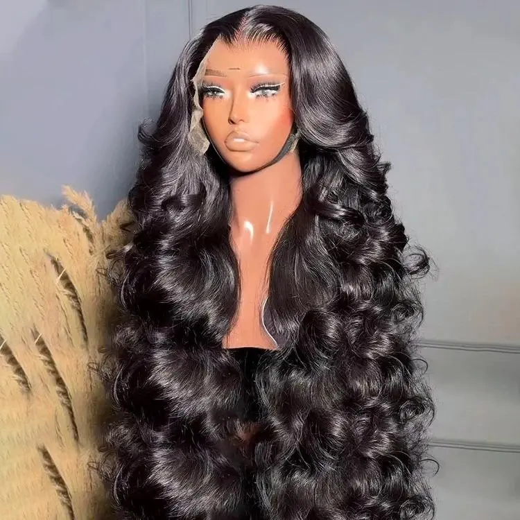 Bling Hair 32 36 Inch Body Wave Human Hair Wigs 13x6 HD Lace Frontal Wigs 13x4 Transparent Lace Front Wigs Brazilian Body Wave HD Lace Wigs Human Hair for Women 180 Density Pre Plucked With Baby Hair Nature Hairline Suitable for Wedding