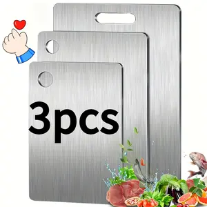 3-Pack high-quality stainless steel cutting board set - durable, easy to clean, kitchen-ready, space-saving, rust-resistant and BPA-free for food safety