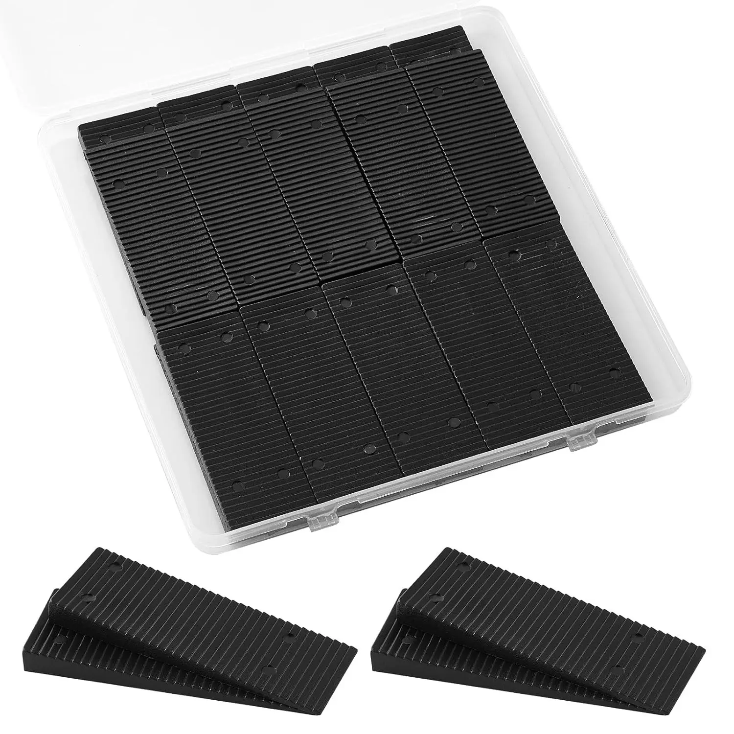 24pcs 3.15in Black Plastic Leveling Shims, Furniture Toilet Table Stabilizers Wedges for Uneven Surfaces