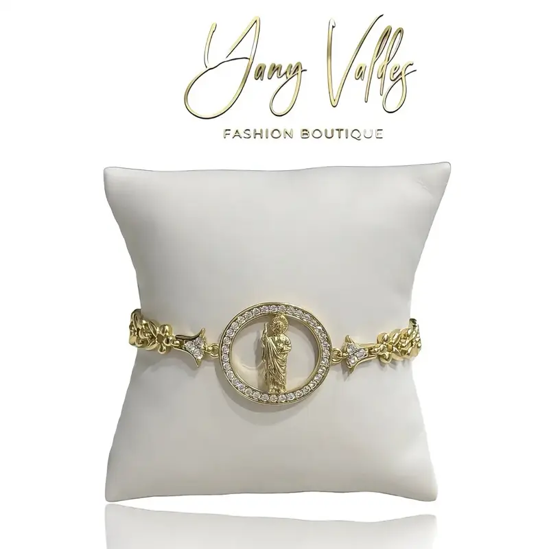 Gold Plated Bracelet with Jesus Design 17cm Double Clasp