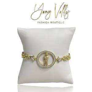 Gold Plated Bracelet with Jesus Design 17cm Double Clasp