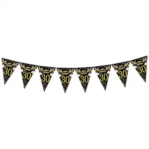 Gold Triangle Flag for Birthday Party Decor, Graduation Banner, Indoor Outdoor Use, Celebration Accessories, 1pc