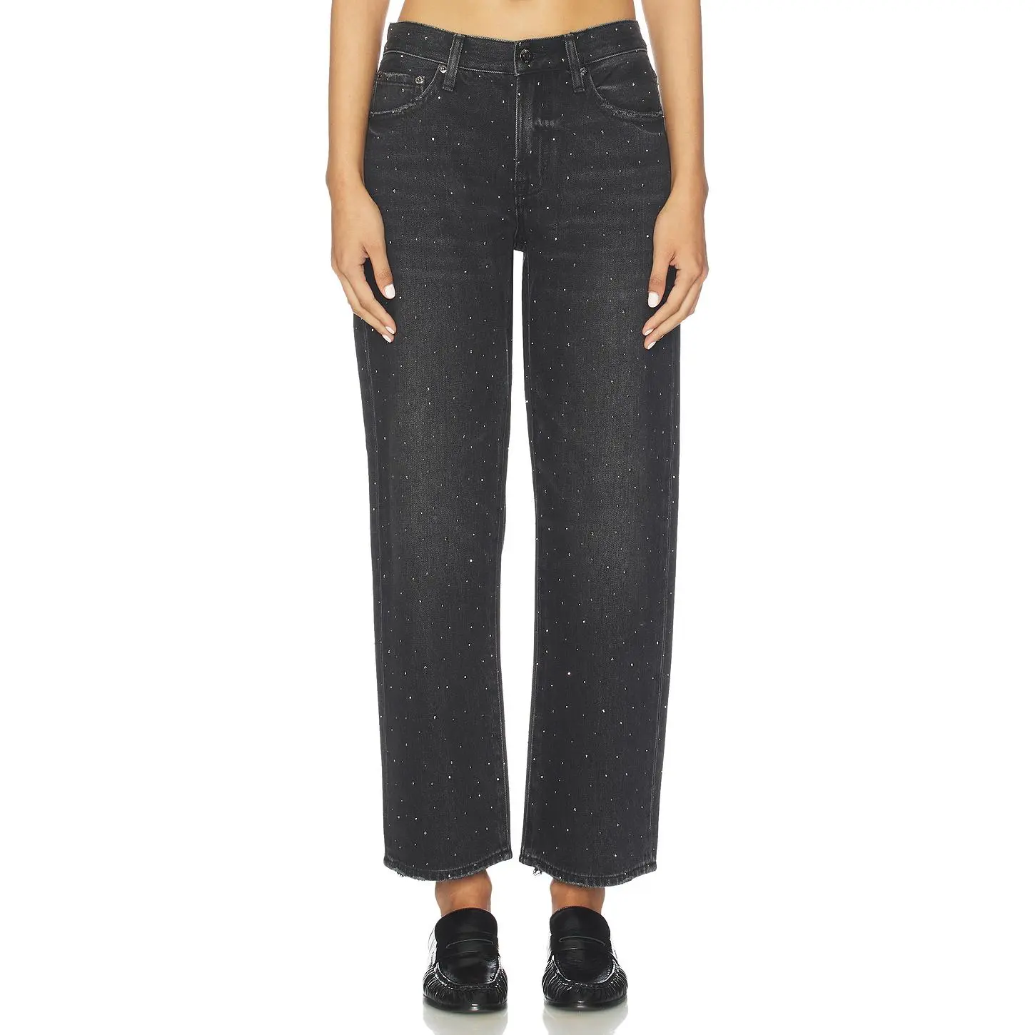 PISTOLA Lexi Midrise Bowed Straight Jeans in Silver Screen