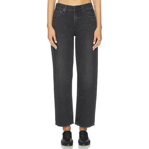 PISTOLA Lexi Midrise Bowed Straight Jeans in Silver Screen