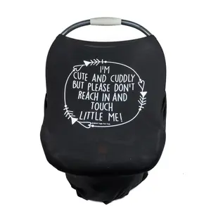 Three Little Tots Black Car Seat 5 in 1  Cover  – I'm Cute & Cuddly But Please Don't Touch Little Me No touching baby cover
