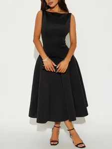 Sweet Sunday Pleated Midi Dress - Black