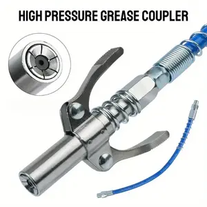 Grease Gun Coupler,12,000 PSI High Pressure Grease Nozzle Fittings,Compatible With All 1/8" NPT Grease Guns,Release Lock Oil Nozzles for Greasing All Machinery and Equipment Filling.