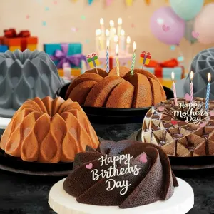 21 Pieces， Silicone Fluted Cake Pans, Non-Stick Oven Baking Molds, Wonderful Birthday Gift for Baking Lovers, Reusable Silicone Pan to Easily Make Cake, Bread, Jelly, Pudding and Delicate Homemade Desserts for Birthday Party Use