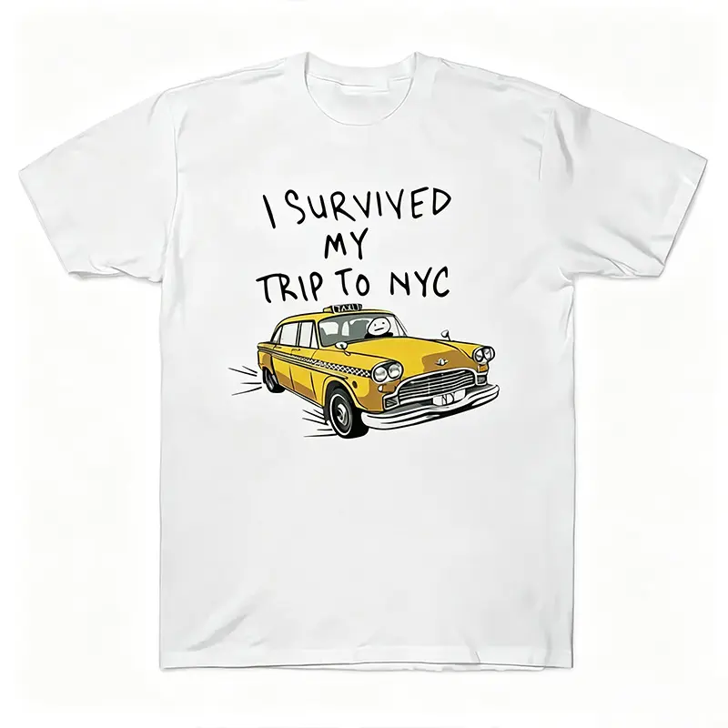 Men's Short-Sleeve "I Survived My Trip To NYC" White T-Shirt, Casual Menswear Top