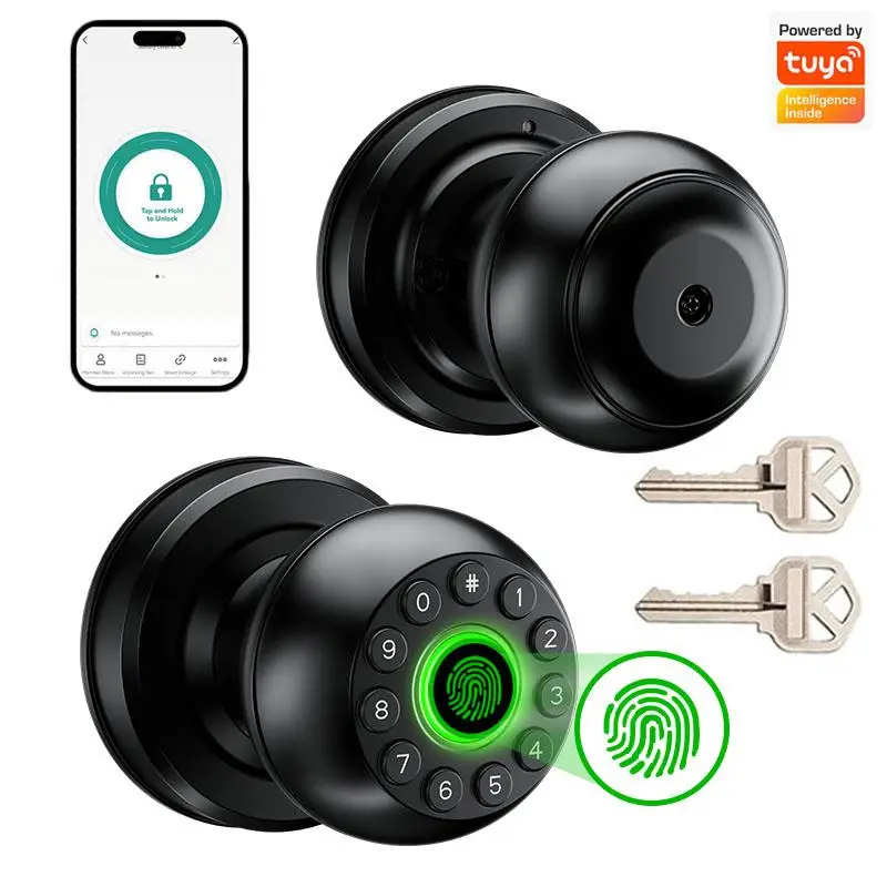 4 in 1 Smart Fingerprint Door Lock, Smart Digital Lock with Keypads, Keyless Entry Door Lock with APP, Home Essentials