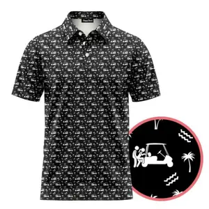 Funny Caddie Position Black Pattern Men's Bogey Bros Golf Ball Polo Shirt Masters Golf Tennis Polo Tops Masters Tournament Shirt 2026 GPA Championship Performance Outdoors Sport Shirt, Ideal Gift for Hunting Season Dad Golfers
