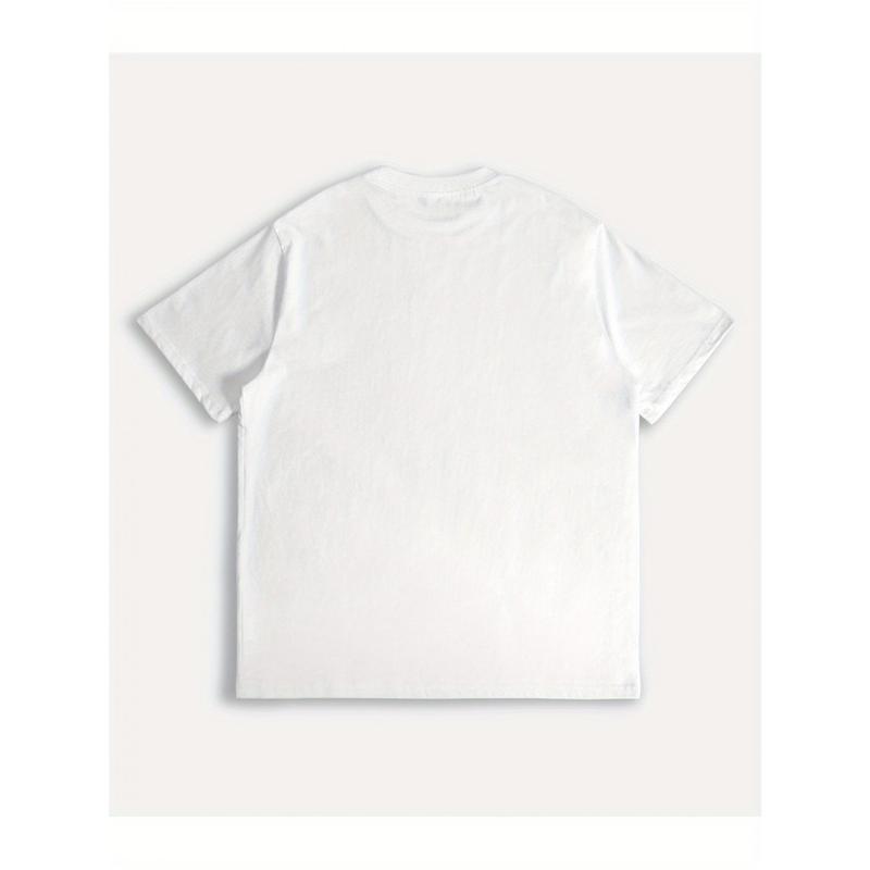 Men's cotton crew neck t-shirt with bold Ace of Spades graphic print, regular fit stretch knit fabric, white casual short sleeve top, suitable for all seasons, summer wear, casual style, machine washable, street trend t-shirt