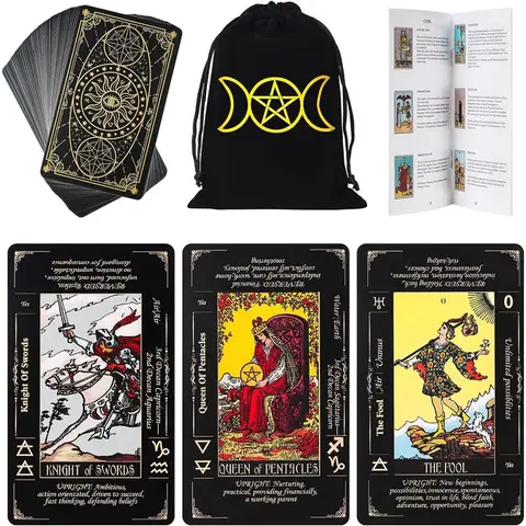 78-Card Classic Original Tarot Deck with Guide Book, Linen Carry Bag and Printed Meanings – Fortune Telling Card Game for Beginners (Toys & Hobbies, Games & Puzzles), Tarot Cards