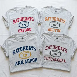 Adult & Youth Custom Vintage Varsity All Team College Football Saturdays Unisex T-Shirt – Ash Color Retro Game Day Shirt, Back to School Essential, Football Fan Gift, Sport Streetwear