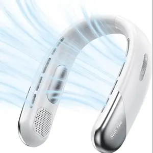 Portable Neck Hanging Fan, USB Rechargeable Wearable Personal Neck Cooling Fan, 5 Speeds, Digital Display, Hands-free Cooler for Outdoor Travel Indoor