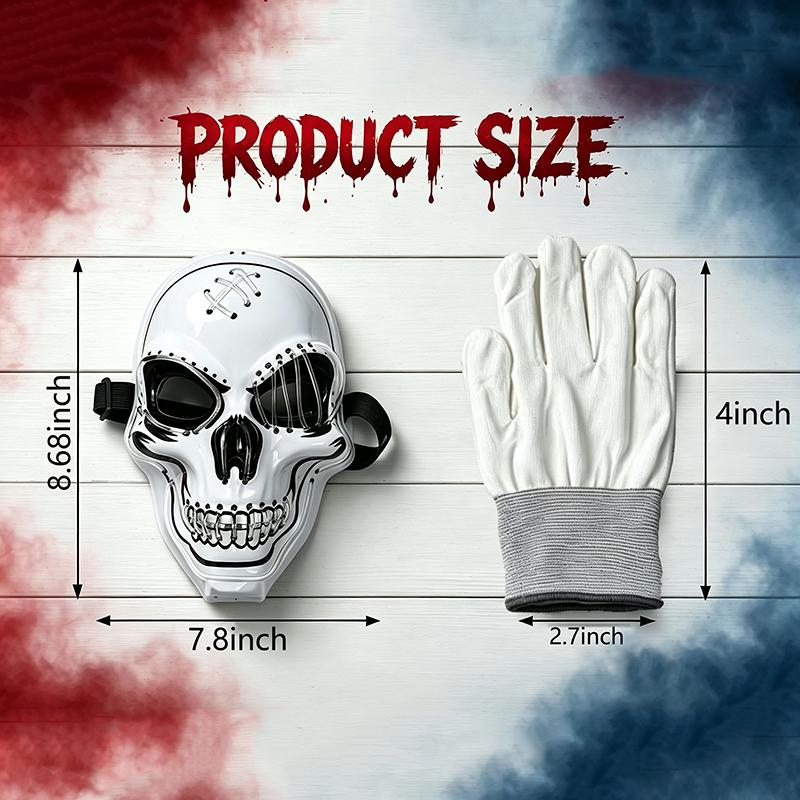 2026 Upgrade Halloween Scary LED Mask LED Skeleton Mask Purge Hacker Mask Glow in The Dark Mask for Halloween Costume Party Creepy Spooky