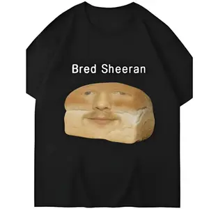 Bred Sheeran Meme Print T-Shirt - Humorous Bread Design, Casual Short Sleeve Crew Neck Tee for Men & Women,, All-Season Comfort, Everyday Tshirt |   Funny Bread Design |   Tshirt