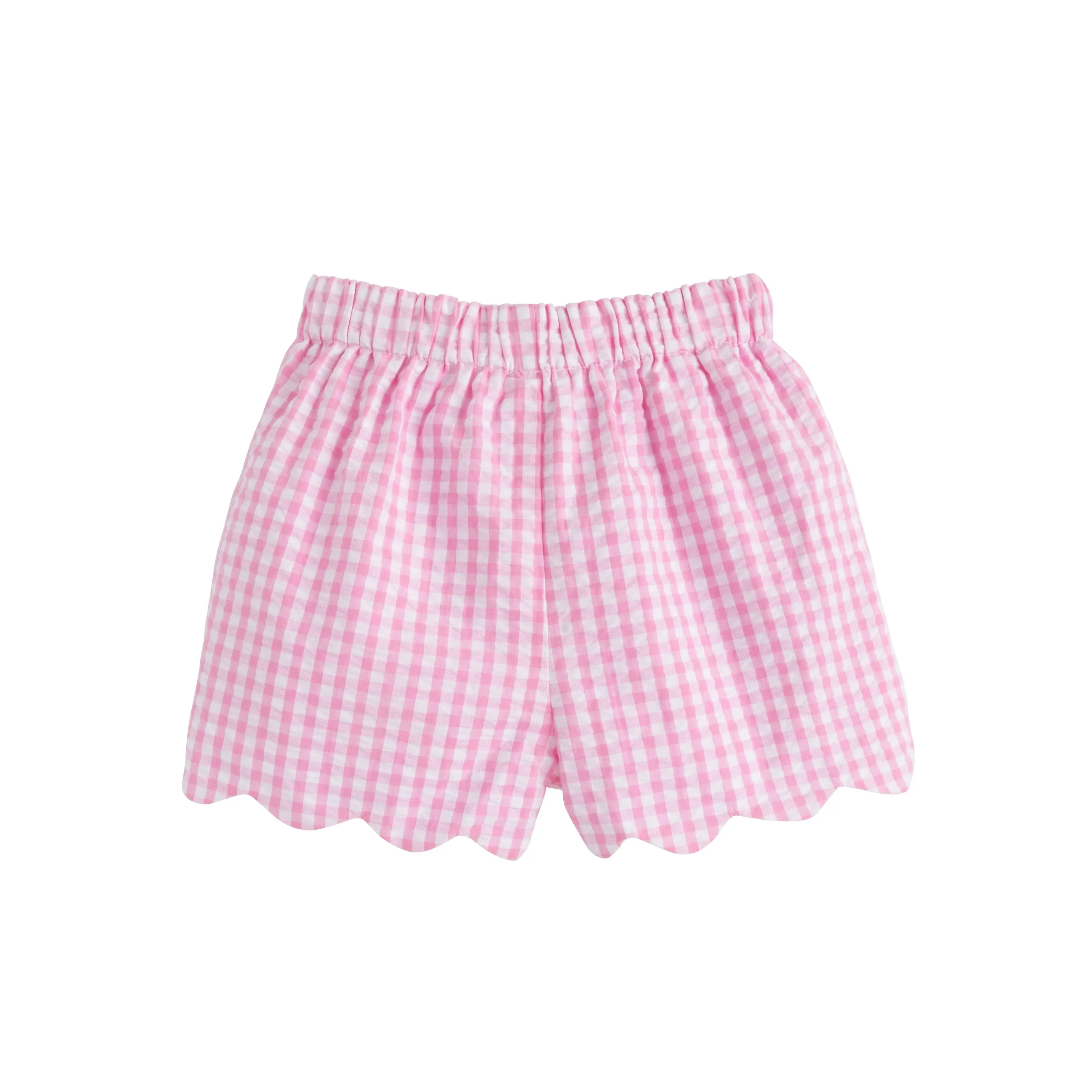Scallop Shorts Preppy Pink Gingham by Little English