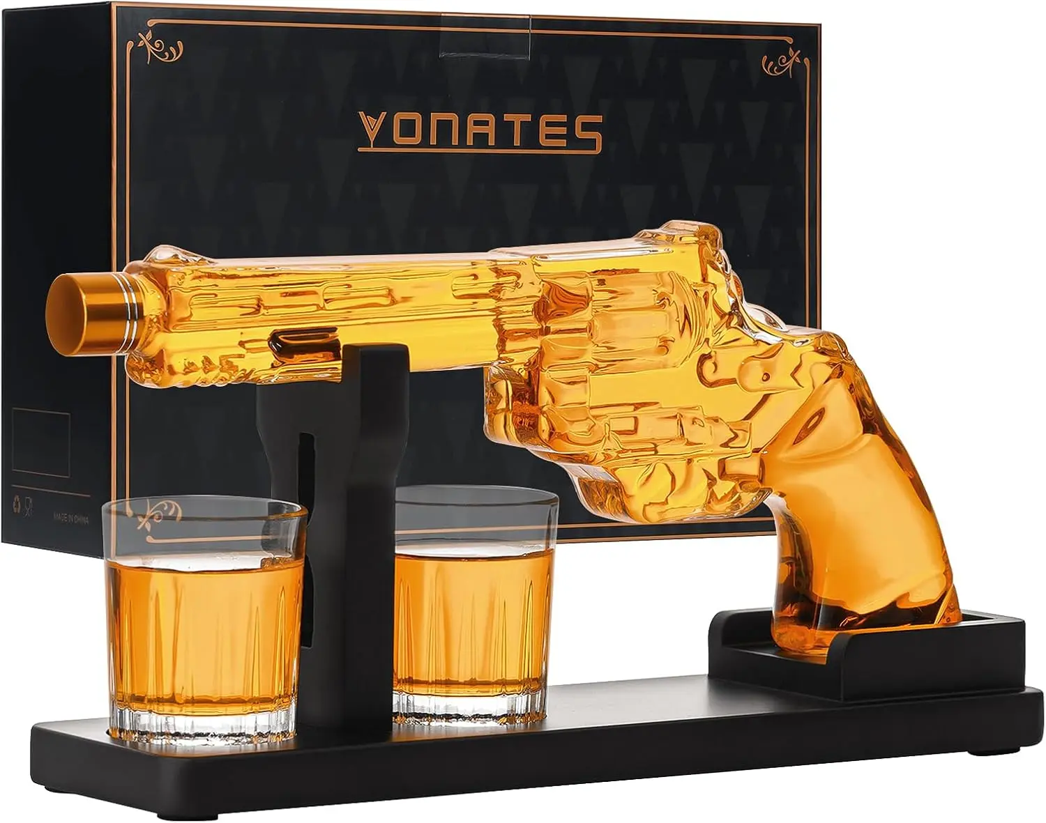 Gun Whiskey Decanter Sets for Men, 10oz Liquor Decanter Set with Two Glasses, Gifts for Men Dad, Birthday Anniversary Cool Whiskey Gifts for Men, Unique Christmas Gift for Father, Husband, Boyfriend，Fathers Day Gift