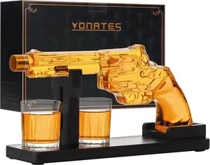 Gun Whiskey Decanter Sets for Men, 10oz Liquor Decanter Set with Two Glasses, Gifts for Men Dad, Birthday Anniversary Cool Whiskey Gifts for Men, Unique Christmas Gift for Father, Husband, Boyfriend，Fathers Day Gift