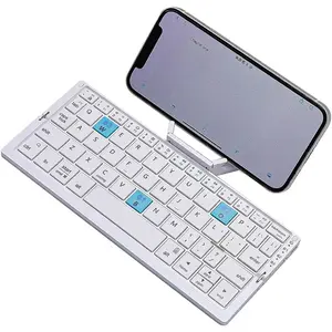 Mini Foldable  Keyboard Silent, Rechargeable,  Alloy Housing and Portable Folding Travel Keyboard for Phone ipad Tablet ()