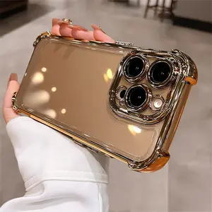 transparent plating Airbag anti-fall   for iphone16 Pro Max 15 14 13 iPhone case silicone soft shell TPU shockproof