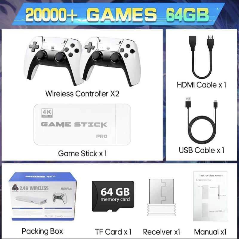 M15 Pius Vintage Game Controller Set, Classic Video Gaming Joystick with 4K HDMI,  23 Emulators & over 20000 Games