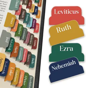 90 Christian Bible Tabs for Women, Men, and Kids - Assorted Colors - Large Print Laminated Labels - Bible Index Tabs for Church, Bible Study Only Zest