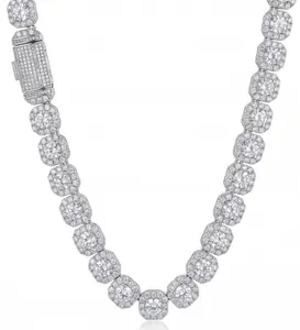 ⑦⑧Space ice Iced Out 12mm Cluster Tennis chain Necklace | Cubic Zirconia |Hip Hop Bling Jewelry for Men Women