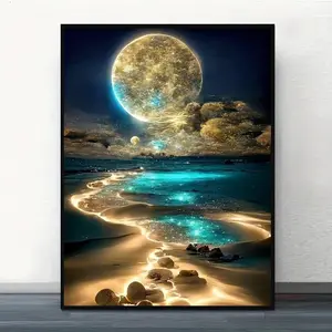 Ocean Aurora Diamond Painting Kit, Adult Art Craft Set, Frameless DIY 5D Diamond Art, Diamond Art Tools, Home Decor, Perfect Gift for Holidays