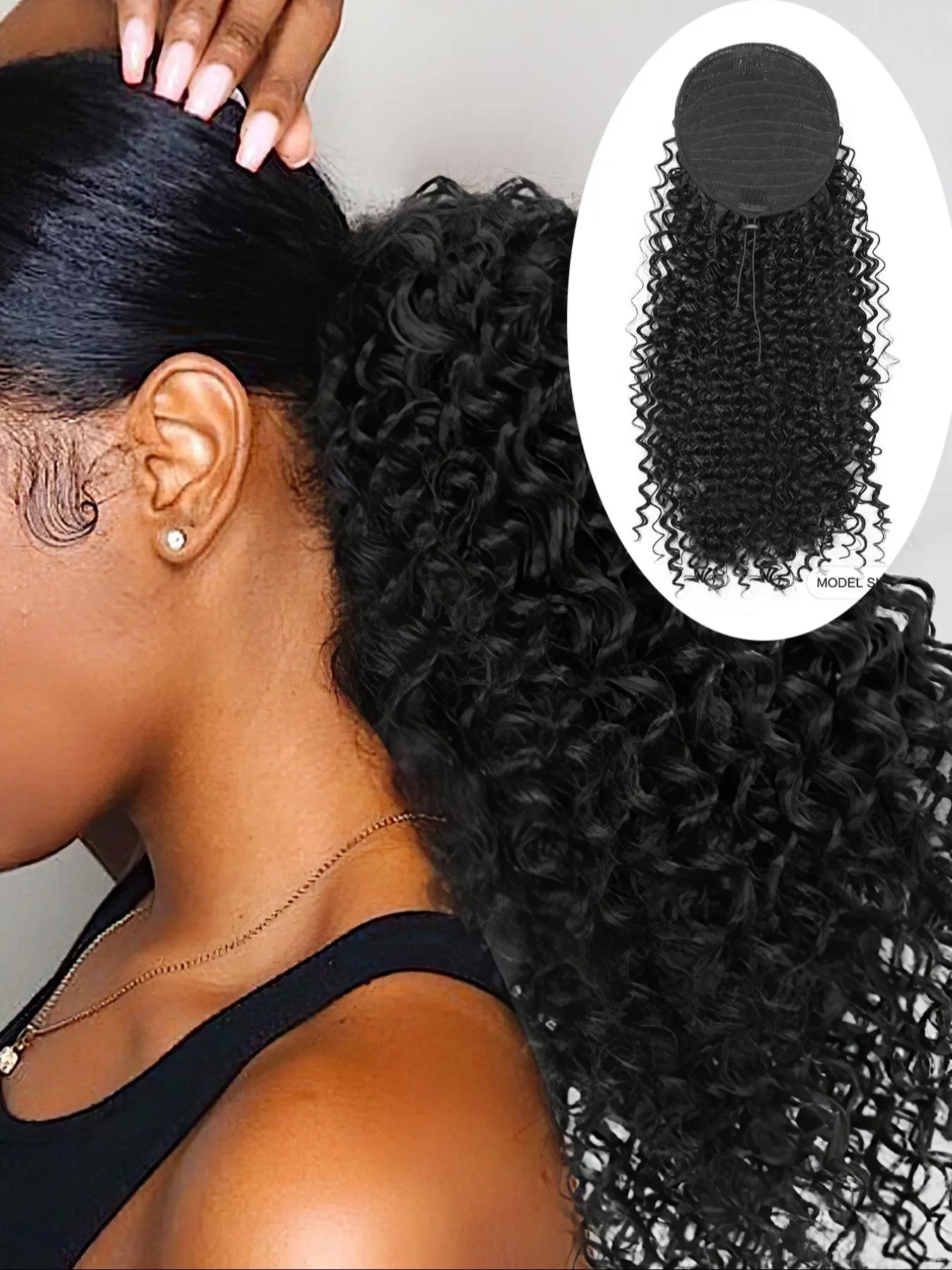 18 Inch Long Curly Drawstring Ponytail Extension, Synthetic Hairpieces & Hair Toppers for Women, Fluffy Hair Extensions for Daily & Party Hairstyle Decoration