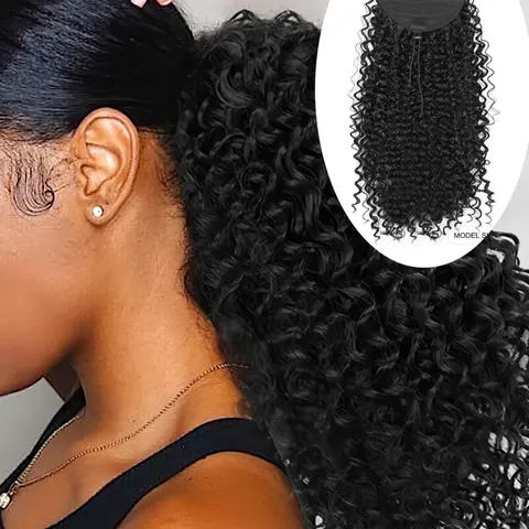 18‑Inch Long Curly Drawstring Ponytail Extension for Women, Fluffy Curly Ponytail Hair Extensions for Daily & Party Hairstyles