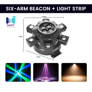Moving Head Dj Lights for Parties, Stage Light 6-in-1 LED RGBW 6 Arms DJ Lights for Parties Support DMX-512 & Sound Activated, Stage Light for Party