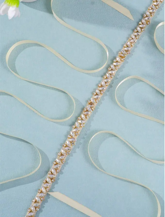 1pc Long Bridal Belt Rhinestone Wedding Belt Gold Diamond Belt Ladies Crystal Thin Wedding Belt Wedding Belt