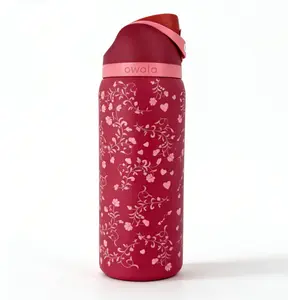 Owala 32oz Cute Red Floral-Style Water Bottle with FreeSip Spout Stainless Steel Insulated Tumbler for School Gym Travel Drinkware Flask Keeps Drinks Cold 24H Portable Insulation Bottled Mug Funny Unicorn Sparkle Rage,summervibes