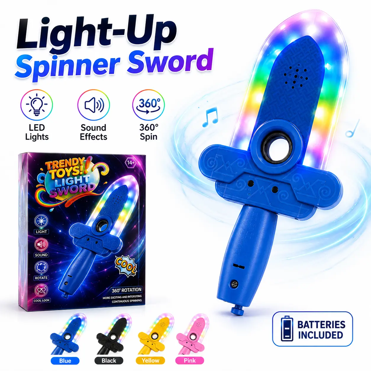 Mini lightsabers, finger lightsabers, lightsaber toys Light-Up Finger Spinner Toy with Multicolor LED Lights, Sound Effects & 360° Spin, Interactive Toy for Teens