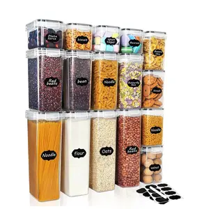 Mother's Day Gift | 24-Piece Sealed Food Storage Containers with Lids | BPA-Free Plastic Jars for Grains, Dry Goods, Flour & Sugar | Ideal for Kitchen & Pantry Storage | Includes 24 Labels (Black)