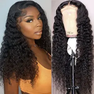 CANDEAS Wear And Go Glueless Wig Human Hair 4x4 Deep Wave Wig Pre Cut HD Lace 180 Density Deep Curly Lace Front Wig Human Hair Pre Plucked For Beginners 3 Second To Wear Glueless Wi