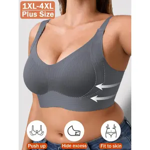 Women's Plus Size Lift Support Bra, Anti-Sagging Adjustable Breathable Seamless Wire-Free Bra, Removable Padded High Support Straps, Multiple Colors Available, Moisture-Wicking Stretch Fabric, Suitable for Wearing in Daily Casual Sports Settings Like