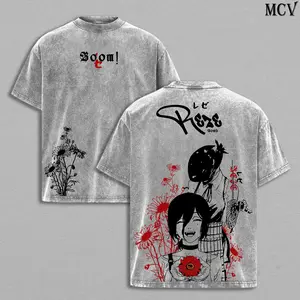 Reze Chainsaw Man Menswear Apparel - Vintage Washed Oversized Soft Heavy Cotton Shortsleeve Classic T-Shirt, Unisex Cosplay-Inspired Anime Manga Streetwear Graphic Top