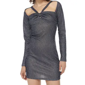 Cider [size 2-10] Glitter Hollow Out Mini Dress