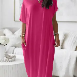 Women's loose casual dress, round neck short sleeved comfortable home wear, elegant Victorian style for autumn and winter seasons