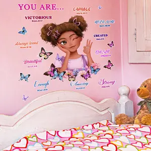 Butterfly & Girl Pattern Wall Sticker, 1 Count Self Adhesive Wall Decal, Decorative Sticker for Home Bedroom & Living Room, High Adhesive Stickers